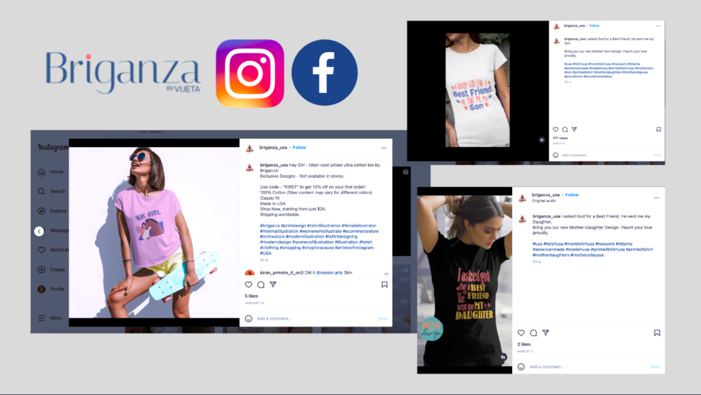 riganza Portfolio cover Image Showing screenshots of social media posts